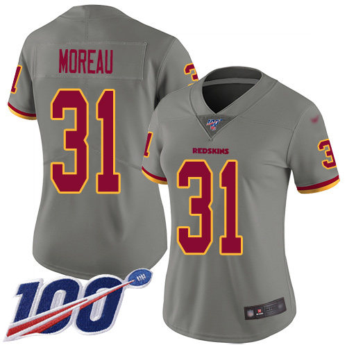Washington Redskins Limited Gray Women Fabian Moreau Jersey NFL Football #31 100th Season->women nfl jersey->Women Jersey